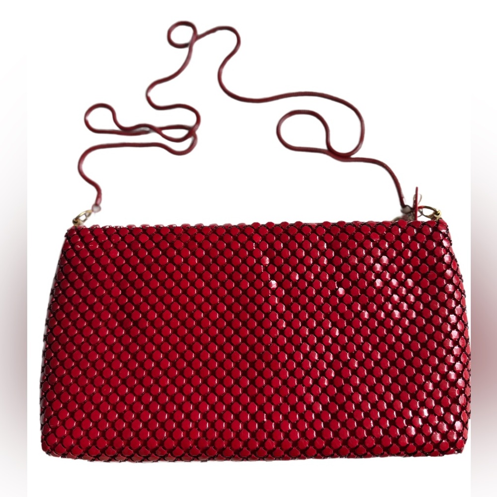 Vintage metal mesh red purse